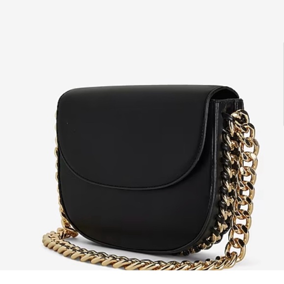 EXPRESS Woven Black/Gold Chain Frayme Style Flap Shoulder Bag NWOT - Picture 7 of 16